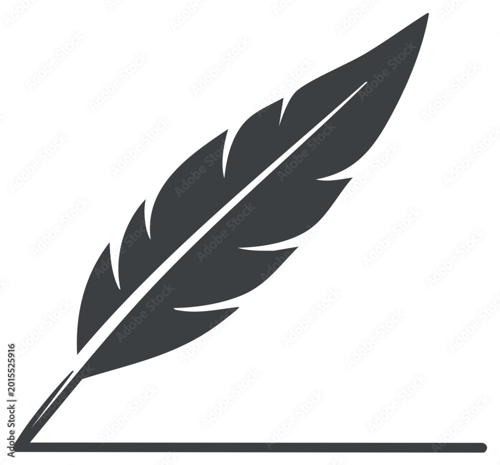 Fototapeta premium Feather Quill Pen Writing Stroke Icon Ancient Tool Isolated Feather Pen Writing Quill