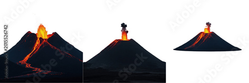 Photos Volcano eruption with smoke and hot lava mountain disaster nature magma ash tect