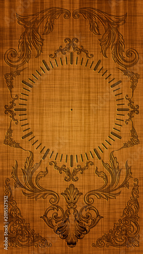 Vászonkép Luxury Baroque Wood Carved Clock Face Collection - Premium 8K Digital Assets