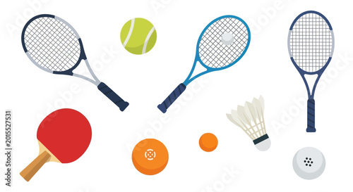 Canvastavla Tennis, Badminton, Table Tennis Rackets and Balls Sports Equipment Icons
