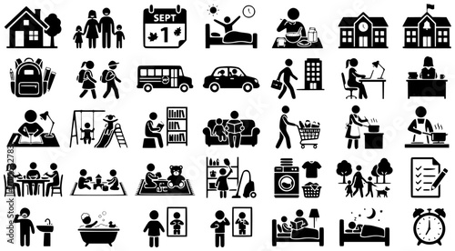 September family daily routine icons
