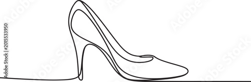 Canvastavla Line icon women's shoe outline drawing high heeled shoe sketching of stiletto shoes silhouette sexy woman's shoe symbol hand drawn