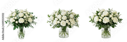 Canvastavla White Roses in Glass Vase Bouquet PNG - Elegant Floral Centerpiece for Home Deco
