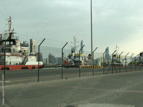 Driving near cargo port in Dubai