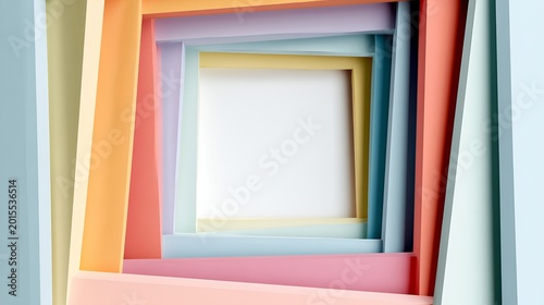 multilayered colorful paper frame background with copy space