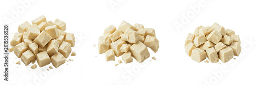 Vászonkép Cubed White Tofu Blocks Isolated PNG - Healthy Soy Protein Vegan Food Ingredient