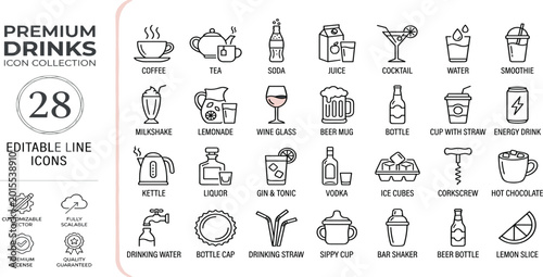 Foto A versatile collection of modern outline vector icons showcasing a diverse range