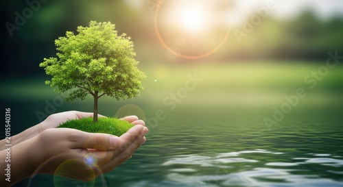 Tree in hand a symbol of environmental conservation and sustainability