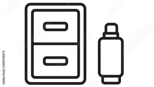 Photos Account wallet card icon with two compartments and separate bottle container ico