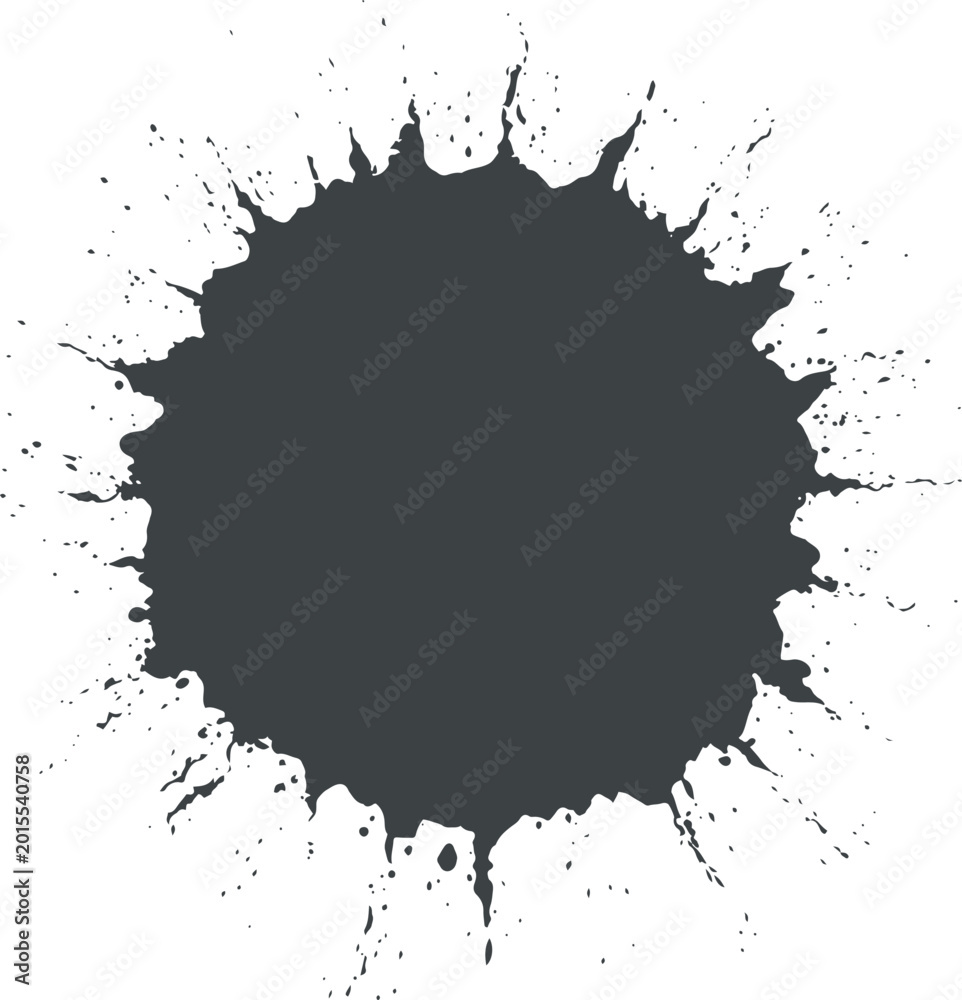 Fototapeta premium Dark gray ink splatter on white background