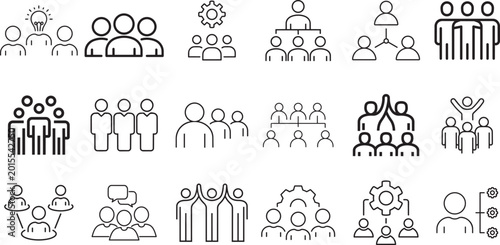 Teamwork Icons: A collection of various icons representing teamwork and collaboration, perfect for illustrating diverse aspects of a team.png
