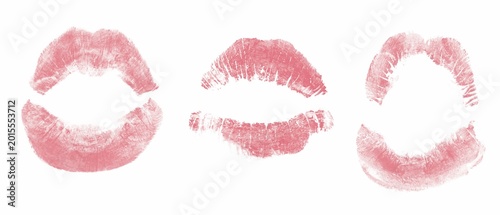 Cuadro en lienzo Dusty pink lipstick kiss mark isolated on a pure white background provides a rom
