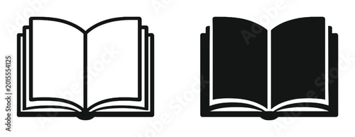 Bild auf Leinwand Open book icon set in outline and solid style for education, reading, library an