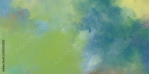 Fotografie Abstract green and blue watercolor texture with soft blended brush marks for nat