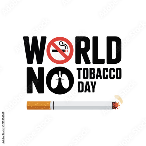 World No Tobacco Day Typography Design with Cigarette and Lung Icon