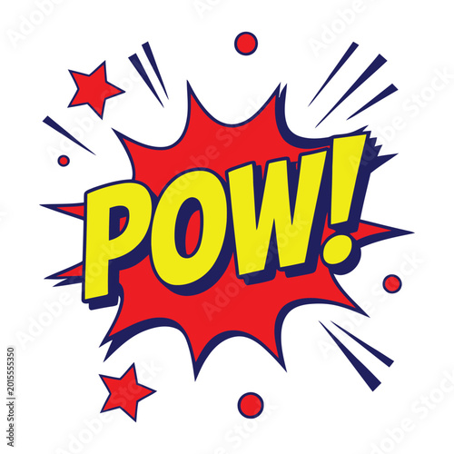 Colorful comic book pop art speech bubble with POW! text and stars