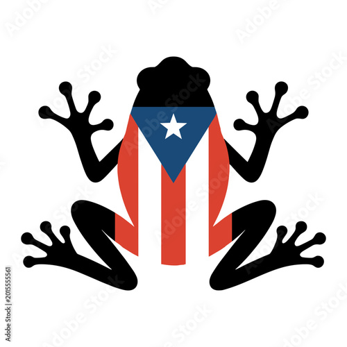 Coqui Tree Frog with Puerto Rican Flag