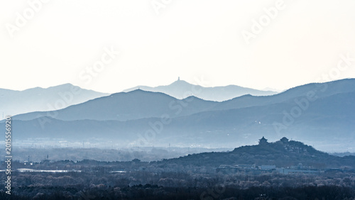Distant view of the Western Hills and the Summer Palace in Beijing