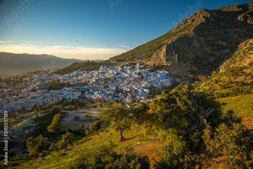 Slika na platnu Blick auf Chefchaouen im Sonnenuntergang