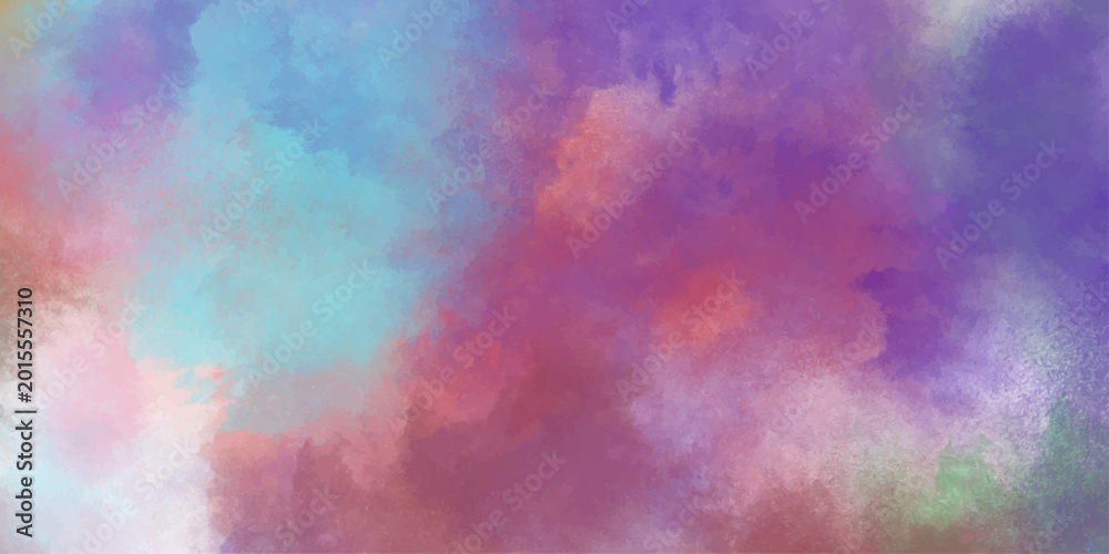 Fototapeta premium Abstract watercolor splash background with purple blue pink and green hues delicate texture and soft blending for design