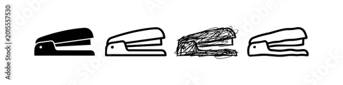 Cuadro en lienzo Set of stapler icons in various styles including silhouette, line art, scribble, and hand-drawn doodle, perfect for office supplies, stationery, and professional equipment design concepts