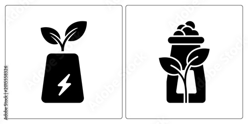 Foto biomass energy alternative icon set in flat design vector illustration