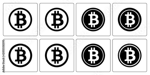 Cuadro en lienzo bitcoin coin icons in a grid with dual color variations vector illustration