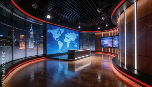 Backdrop For TV Shows .TV On Wall.3D Virtual Room Studio Background, 3d illustration