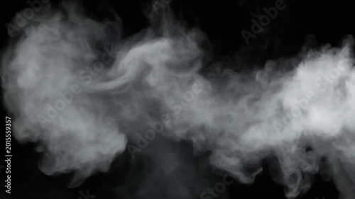 White Smoke Plume Rising Against Black Background