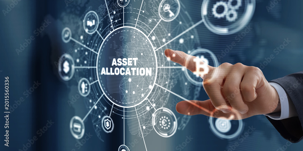 Fototapeta premium Asset Allocation Wealth Management with Diversified Portfolio Strategy Investment Planning Risk Control Capital Distribution and Optimization Systems.