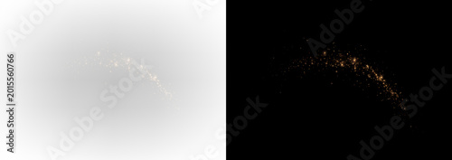 Obraz na plátně Golden, magical stream of light with shimmering dust and glowing abstract waves