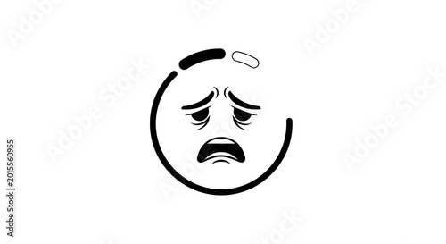 Bild auf Leinwand Emoji face with a sad worried scared expression mental health concerned distress