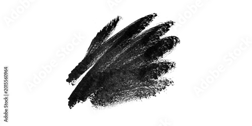 Tableau sur toile Black charcoal brush stroke on white background