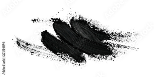 Bild auf Leinwand Black makeup brush stroke with powder on white background