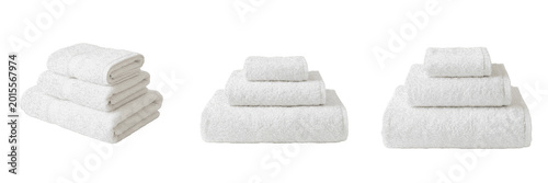 Fotografia Stack of White Fluffy Cotton Bath Towels PNG Set