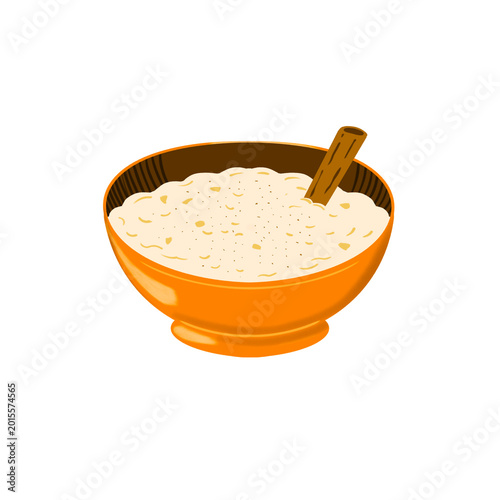 Festa Junina Rice Pudding Flat Vector Illustration