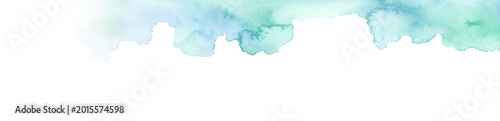 Soft Blue Green Watercolor Top Border Banner Background with Copy Space