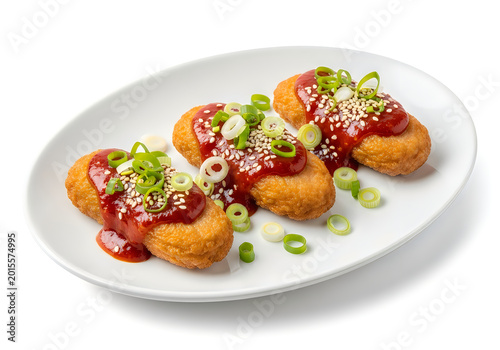 Gourmet stuffed mini peppers with herbed sauce and greens
