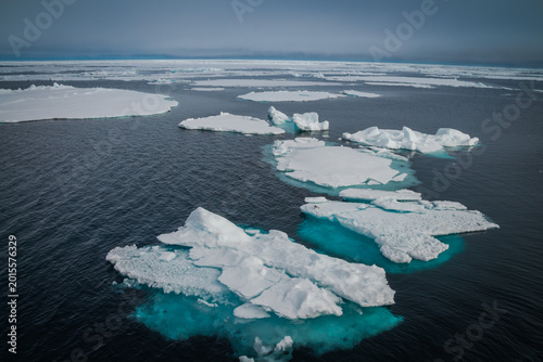 Floating Sea Ice and Arctic Landscape in Svalbard Norway Polar Ocean