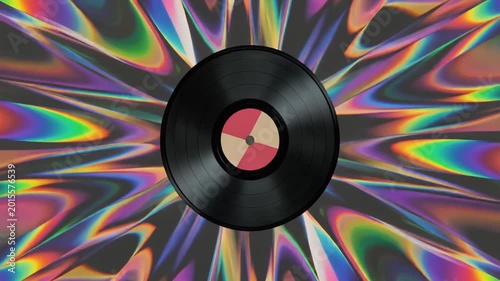 Retro Vinyl Record with Psychedelic Abstract Background Animation Loop