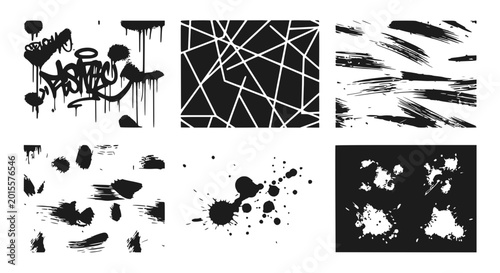 Graffiti, Paint Splatters, Brush Strokes & Geometric Abstract Backgrounds Set