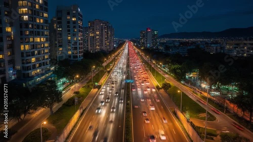 Rush Hour Traffic City Highway at Dusk