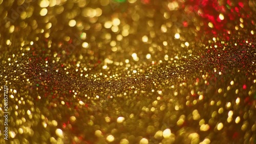 Sparkling Gold and Red Glitter Bokeh Background Loop