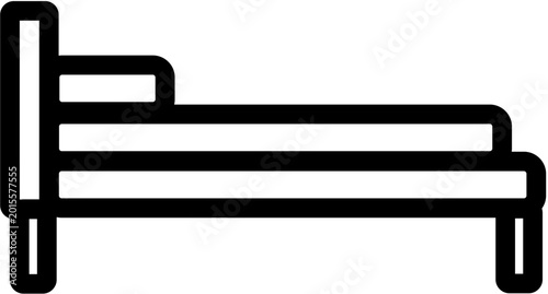 Modern Bed Line Icon – Bedroom Furniture Sleeping Vector Symbol