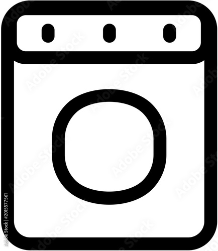 Modern Washing Machine Line Icon – Laundry Appliance Vector Symbol