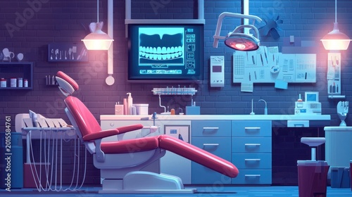 Dental office interior night scene