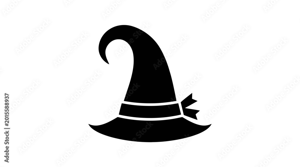 Fototapeta premium Black Witch Hat with Ribbon Accent