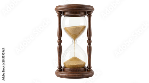 Obraz na plátně Wooden hourglass with sand on a completely transparent background