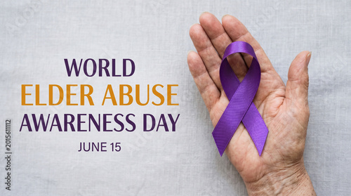 Tableau sur toile World elder abuse awareness day concept with a purple ribbon held in an elderly