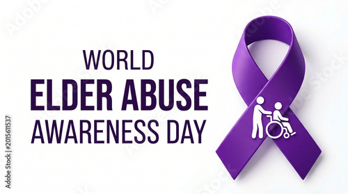 Tableau sur toile World elder abuse awareness day purple ribbon isolated on white background
